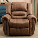 CANMOV Leather Recliner Chair Set of 2, Classic and Traditional Manual Recliner Chair with Comfortable Arms and Back,Manual Single Recliner Sofa for Living Room, Nut Brown by CozyNest Decor