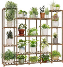 Bamworld Large Plant Stand Indoor Plant Shelf Outdoor Tall Wood Plant Holder for Living Room Multiple Plants Patio Balcony Garden 17 Pots by GreenHaven Gardens