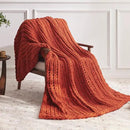 Chunky Knit Throw Blanket, 40''*50'' Fall Throw Blanket Knitted Chenille Yarn for Bed Couch, Handmade Orange Crochet Big Thick Blanket, Machine Washable Cute Comfy Blankets for Home Decor by CozyNest Decor