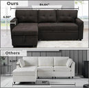 Naomi Home L-Shaped Reversible Sectional Sofa with Pull-Out Sleeper Bed and Storage Chaise, Espresso Velvet by CozyNest Decor