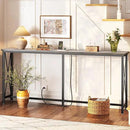 SUPERJARE 70 Inch Console Table with Outlets and USB-C Port, Extra Long Behind Couch Sofa Table with X-Shaped Design, Narrow for Entryway, Living Room, Metal Frame, Wooden Top, Grey by CozyNest Decor