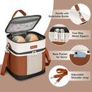 Mancro Breast milk Cooler Travel Bag Fits 6 Bottles Up to 9 Ounces，Double Layer Baby Bottle Cooler Bag with Ice Pack，Insulated Baby Bottle Bags for Daycare & Nursing Moms,Black and Brown by TinyTreasures Baby Boutique