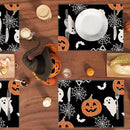 XCHI Boo Spooky Ghost Pumpkin Halloween Cloth Placemats Set of 6 Table Mats Table Decorations 12x18 Inch by CozyNest Decor