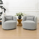 KINWELL 34" Wide Sherpa Swivel Barrel Chairs Set of 2, No Assembly Round Boucle Upholstered Accent Chairs Armchairs Single Sofa Chair with Toss Pillow for Living Room and Bedroom, Gray by CozyNest Decor