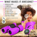 Promora Binoculars for Kids, Set with Magnifying Glass & Compass Purple - Perfect Toy for Little Boys and Girls, Kids Binoculars for 3-12 Years Boys and Girls Present for Toddler by TinyTreasures Baby Boutique