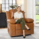 Recliner Chair with Electric Massage Adjustable Footrest & Heat, Manual Leather Recline for Adults Living Room Remote Control (Chestnut Brown) by CozyNest Decor