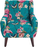 UIXE Floral Accent Chair, Modern Upholstered Armchair in Fabric for Living Room, Comfy Club Arm Chairs Single Sofa Button Tufted Bedroom Reading Seat - Pattern Blue, Set of 1 by CozyNest Decor