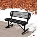 4 FT Heavy Duty Metal Park Bench with Back for Outside, Outdoor Black Bench with Backrest & Portable Frame, 1-3 Person Seat-Commercial Benches Garden Benches for Outdoors by GreenHaven Gardens