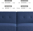 89” Futon Sofa Bed, Linen Comfy Futon Couch Bed with 2 Square Pillows, Convertible Sleeper Sofa with Adjustable Backrest& Armrests, Modern Loveseat Sleeper for Living Room, Bedroom, Blue by CozyNest Decor