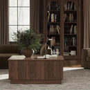 Lift Top Coffee Table with Storage, Mid Century Modern Coffee Table with Arched Design, 31.5" Square Tea Table with Wood Grain, Multifunctional Center Table for Living Room, Office, Walnut by CozyNest Decor