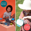 b.box Snack Box for Kids & Toddlers: 2 Compartment Snack Containers, Mini Bento Box, Lunch Box. Leak Proof, BPA free, Dishwasher safe. School Supplies. Ages 4 months+ (Blue Slate, 12oz capacity) by TinyTreasures Baby Boutique