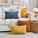 Fancy Homi 2 Packs Rust Lumbar Decorative Throw Pillow Covers 14x24 Inch for Couch Bed Sofa, Rustic Farmhouse Boho Home Decor, Soft Striped Corduroy Rectangle Accent Terracotta Cushion Case 35x60 cm by CozyNest Decor
