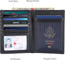 Polare Luxury RFID Blocking Leather Passport Holder Travel Wallet For Men and Women (Black with AirTag Slot) by TinyTreasures Baby Boutique