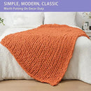 Bigacogo Chunky Knit Throw Blanket for Couch, 40x60 inches, 100% Hand Knitted with Thick Jumbo Chenille Yarn, Cozy Soft Large Rope Knot Cable Crochet Blankets for Sofa Bed Living Room, Terracotta by CozyNest Decor