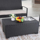Rattaner Patio Coffee Table with Storage Wicker Outdoor Coffee Table and All-Weather Wicker Side Table with Waterproof Cover, Black by GreenHaven Gardens