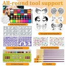 42 Color Face Painting Kit for Kids-Non Toxic Water Activated Face Paint Palette with 16 Crayons,6 Reusable & 63 Sticky Stencils,Brushes,Gems.Ideal Choice for Carnival,Halloween,Parties,Makeup etc. by TinyTreasures Baby Boutique