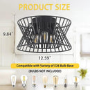 3-Lights Black Ceiling Light Vintage Geometric Chandelier Light Fixture Adjustable Metal Semi Flush Mount Lighting for Kitchen Room Dining Room Foyer by CozyNest Decor