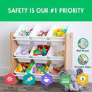 Humble Crew 9-Bin Toy Organizer – Journey Natural Wood with White Plastic Bins, 3-Tier Storage Solution for Kids' Playrooms and Nurseries by CozyNest Decor