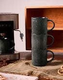 famiware Coffee Mug Set for 6, Star 12 oz Catering Mugs Cup Set with Handle for Coffee, Tea, Cocoa, Milk - Ceramic Stoneware Drinkware Set, Deep Forest by CozyNest Decor