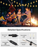Outdoor String Lights - 50FT LED Patio Lights with 27 Shatterproof Waterproof Bulbs, Connectable Dimmable Edison IP65 ST38 Outside Lights for Garden, Balcony, Porch, Backyard, Deck, Home Decor by CozyNest Decor