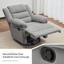Swivel Rocking Recliner Chair for Adults, Overstuffed Manual Glider Rocker Recliner Chairs, Upholstered Reclining Single Sofa for Living Room Nursery (Light Grey) by TinyTreasures Baby Boutique