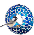 Sunnydaze 6-Inch Glass Mosaic Hanging Bird Feeder for Outdoors - Fly-Through Wild Bird Feeder - Blue Mosaic by GreenHaven Gardens
