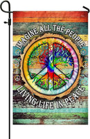 FLAGWIX American Flag, Peace Sign Hippie Flag, Imagine All The People Living Life In Peace - 4th of July Decorations, Garden Flag 12x18 - USA Flags Premium Polyester, Decorative Indoor Outdoor Flag by GreenHaven Gardens