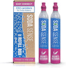 Soda Sense Easy Connect 60L CO2 Exchange Canister – 2 Pack, Replacement for Quick Connect Cylinder – Compatible with SodaStream PINK Snap-On Machines ONLY, Including ART, TERRA, ENSO & DUO by TinyTreasures Baby Boutique