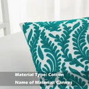 HWY 50 Teal Decorative Throw Pillow Covers 18x18 Inch (1 Piece), Embroidered Cotton Farmhouse Cushion Cover Pillow Case for Sofa Couch Living Room Bed Bedroon, Floral Branches by CozyNest Decor