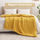 Chunky Knit Throw Blanket, 50''*60'' Knitted Throw Chenille Yarn for Bed Couch, Handmade Yellow Crochet Big Thick Blanket, Machine Washable Cute Comfy Blanket for Home Decor by CozyNest Decor