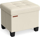 SONGMICS Storage Ottoman, Small Ottoman Foot Rest with Legs, 12.6 x 15.8 x 13.2 Inches Foot Stool, Load up to 660 lb, for Living Room, Bedroom, Dorm, Cream White ULSF012W01 by CozyNest Decor