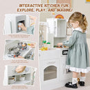 Wooden Play Kitchen for Toddlers and Kids with Lights & Sounds, Large Interactive Pretend Play Set with Ice Maker, Stove, Sink, Oven, 12 Accessories - Ages 3-8 by TinyTreasures Baby Boutique