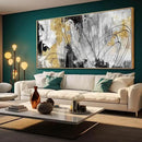 Large Canvas Wall Art Gold Abstract Paintings 29x58 Inch Wooden Framed Artwork Black Line Painting for Bedroom Bathroom Home Decor by CozyNest Decor