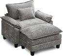 URRED Modular Sectional Sofa Comfy Cloud Couch, Modern Chenille Sofa Sleeper Deep Seat Couches with Ottoman/Pillows for Living Room (Gray, 53''- Ottoman) by CozyNest Decor
