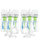 Dr. Brown's Natural Flow Anti-Colic Options+ Wide-Neck Baby Bottles, 9 oz/270 mL, with Level 1 Slow Flow Nipple, 6 Pack with 2 Bonus Level 2 Nipples & 2 Sippy Spouts by TinyTreasures Baby Boutique