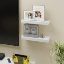 BAMEOS Floating Shelves, White Wall Mounted Wooden Shelves with Invisible Brackets Set of 2, Hanging Wall Shelves Decoration for Bedroom, Bathroom, Living Room and Kitchen by CozyNest Decor