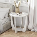Rustic Farmhouse end Table with Storage Shelf, French Country Accent Side Table for Family, Dinning or Living Room, Small Spaces, Modern, Round, White by CozyNest Decor