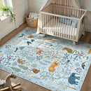 OJIA Animal Print Washable Area Rug 5x7, Soft Nursery Rugs for Living Room Ultra-Thin Non-Shedding Kids Bedroom Rug, Stain Resistant Throw Rug Large Carpet for Dining Room, Light Blue by TinyTreasures Baby Boutique