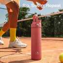 Insulated Water Bottle with Straw Stainless Steel Water Bottle, Leak-Proof, BPA-Free, Double Wall Vacuum Keeps Cold for 24 Hours for Sports, Travel, School (32 oz, Tawny Orange) by CozyNest Decor