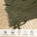 lifein Throw Blanket for Couch, Soft Green Boho Decor Bed Throw,Cozy Knitted Chenille Farmhouse Lightweight Throw for Spring(Olive Green,60 * 80") by CozyNest Decor