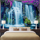 FENDROM Waterfall Tapestry Purple Forest Wild Flowers Floral Mountain Jungle Plants Nature Landscape Wall Hanging Bedroom Living Room Hanging Decorative Blanket by CozyNest Decor