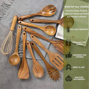 AIUHI 10 Pack Wooden Spoons for Cooking, Teak Wood Kitchen Utensils Set for Non Stick Use, Spatula Set for Stirring, Baking, Non Stick Wooden Utensils for Kitchen by CozyNest Decor