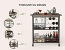 Gizoon Rolling Bar Cart, a Versatile Beverage Cart with a Removable Tray, 12-Bottle Wine Rack, and Glass Holder, The Bar Cart is Perfect for Kitchen, Dining Room, or Outdoor Use (Gray) by CozyNest Decor