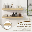 24 Inch Floating Shelves, 3D Textured Wood Grain, 24"x9.25"x1.5" Inch Deep Floating Shelves for Wall, Wooden Shelves for Bathroom, Bedroom, Living Room, Natural by CozyNest Decor