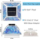 2PK Mosaic Solar Post Cap Lights Outdoor for 4x4, 3.5x3.5 Post Crackled Glass Deck Fence Lamp Weatherproof LED Light Decor in Garden, Yard, Outdoor Table, Balcony, Landscape- Cyan Blue by GreenHaven Gardens
