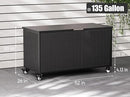 Outdoor Storage Box with Wheels 135 Gallon, Mobile Waterproof Aluminum Deck Box, UV Resistant Patio Storage Box with Lid for Patio Furniture, Garden Tools (Black) by GreenHaven Gardens