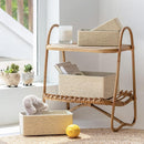 Storage Baskets Set 4 - Stackable Woven Basket Paper Rope Bin, Storage Boxes for Makeup Closet Bathroom Bedroom (Beige) by TinyTreasures Baby Boutique