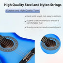 ADM Beginner Acoustic Classical Guitar 34 Inch Nylon Strings Wooden Guitar Bundle Kit for Kid Boy Girl Student Youth Guitarra Online Lessons with Gig Bag, Strap, Tuner, Strings, Picks, Blue by TinyTreasures Baby Boutique