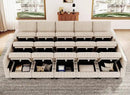 Belffin Large 15 Seat Modular Sectional Sofa with Storage Seat Corduroy Sleeper Sectional Sofa Bed Oversized Convertible Modular Couch for Living Room Beige by CozyNest Decor
