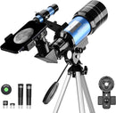 AOMEKIE Telescopes,70mm Aperture 300mm Table Tripod, Astronomical for Beginners,2 Eyepieces 150X with Smartphone Adapter Moon Filter 3X Barlow by TinyTreasures Baby Boutique